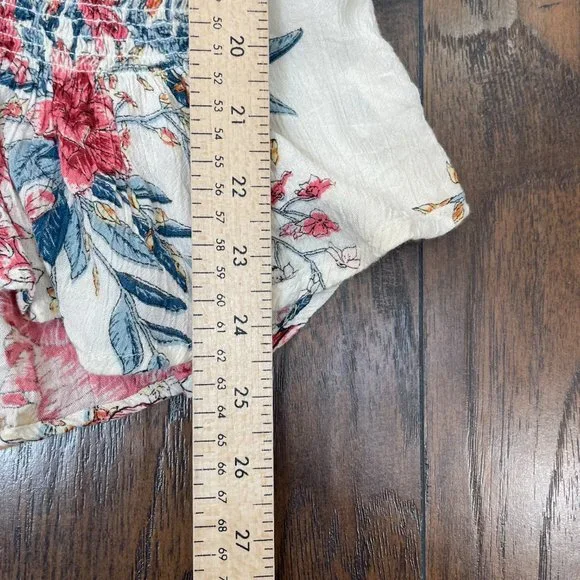 Billabong Top Small Play Day Blouse Floral Pink Ivory Long Sleeve Women's - Picture 11 of 14